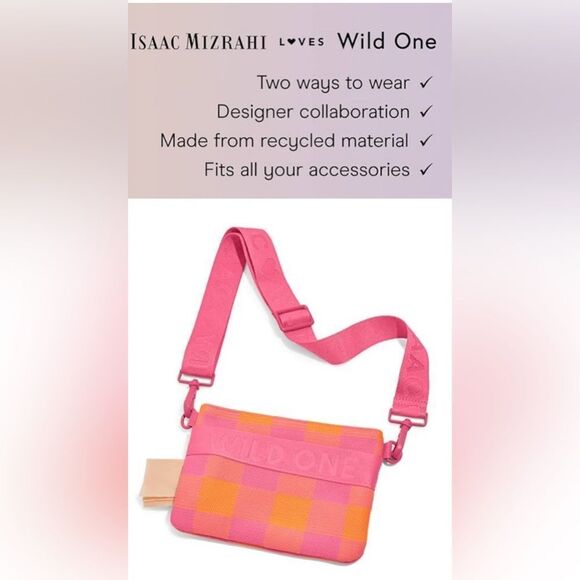Isaac Mizrahi x Wild One Pink and Orange bag , Treat Pouch Recycled Knit - Picture 2 of 8